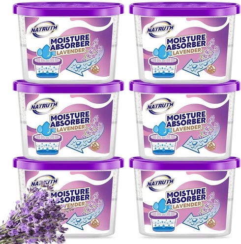 NATRUTH Moisture Absorbers 10.5OZ*6-Pack With Lavender Scent,Portable Closet Dehumidifier, Odor Eliminator Absorber Bucket,Humidity Absorber,Clean...