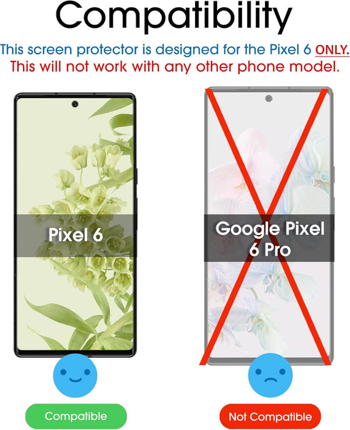 amFilm Screen Protector for Google Pixel 6, 0.26mm Thickness HD Clear, Anti-Scratch Bubbles-Free, Tempered Glass, 3 Pack...