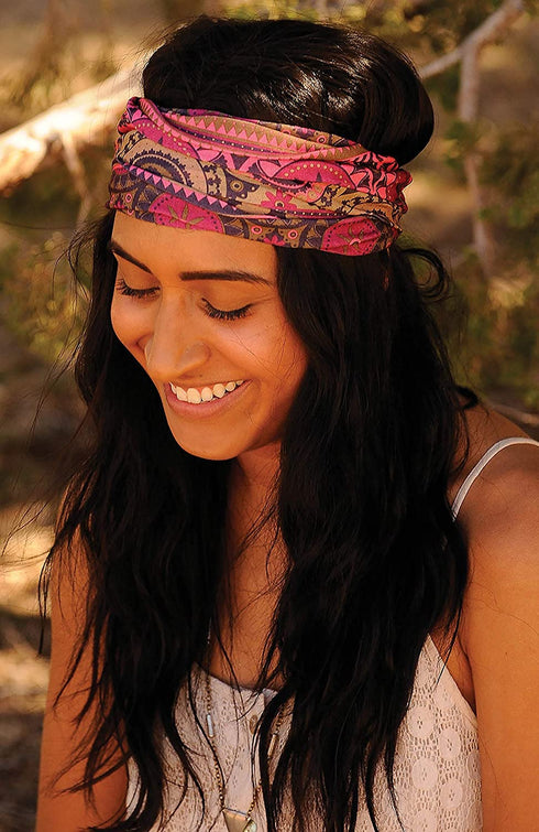 Karma Rainbow Tie Dye Headband for Women - Wide - Fabric Headband and Stretchy Hair Scarf - Multicolor...