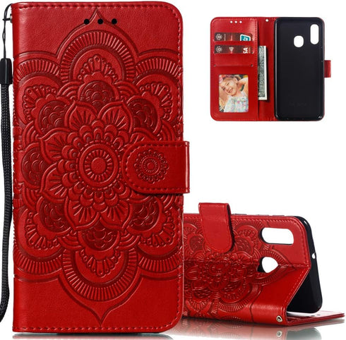 LEECOCO for Samsung A10E Case Mandala Embossing Luxury PU Leather Flip Notebook Wallet Bookstyle Magnetic Stand Card Slot Folio Bumper Protection ...