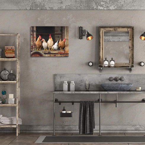 Woxfcart Kitchen Wall Art Chicken Decor - Farm Animal Rooster Pictures on Canvas Prints for Rustic Farmhouse Dining room Walls Decoration 15x12...