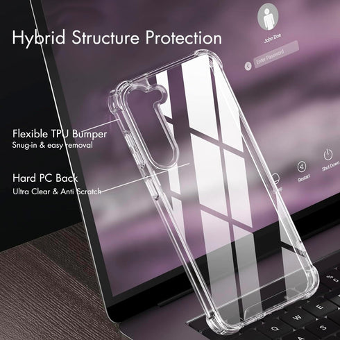 KIOMY Clear Case for Samsung Galaxy S23 5G, Shockproof Bumper Protective Cover Hard PC Back + Flexible TPU Raised Bezel Hybrid Design Slim Fit wit...