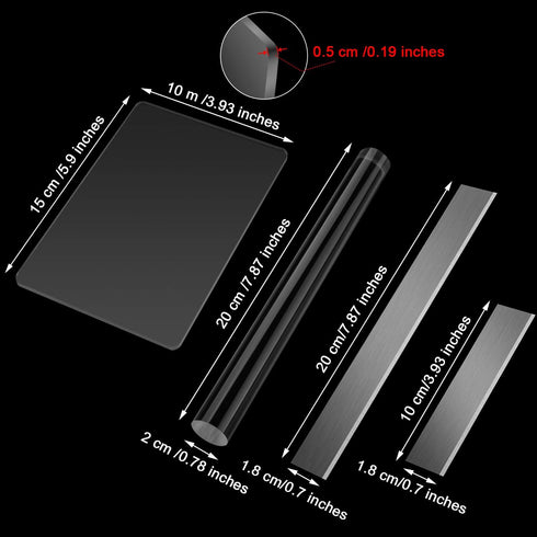 4 Pieces Polymer Clay Cutter Tools Acrylic Solid Clay Roller Pin Clear Sheet Rectangle Shape Backing Board Flexible Polymer Cutters Carbon Steel B...