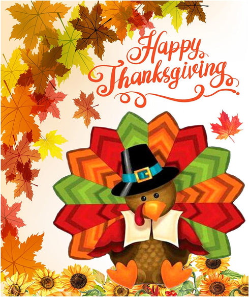 Wamika Happy Thanksgiving Day Turkey Garden Flag Pumpkin Sunflower Double Sided Flags 12" x 18" Maple Leaves Fall Autumn Harvest Rustic Small Gard...