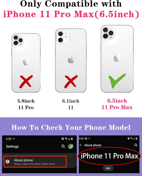 Goocrux (2in1 for iPhone 11 Pro Max Case Moon Plants Women Girls Cute Phone Cover Flower Heart Stars Space Design with Slide Camera Cover+Ring Fas...