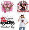 Valentine's Day Iron on Decals for T-Shirts Iron on Decals Patches Red Heart Pickup Truck Heart Shaped Glasses Cattle Dog Iron on Sticker for Clot...