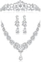 Kakonia Wedding Jewelry For Bride Bridesmaids Rhinestone Necklace Earrings Sets For Women Bridal Wedding Tiara Crown Silver Crystal Costume Prom J...