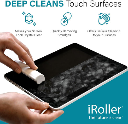 Screen Cleaner by iRoller - No Need for Spray or Wipes - Liquid Free iPad Screen Cleaner Roller Tool - Washable & Reusable - iPhone Screen Cleaner...