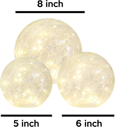 Crackle Globe LED Lamp Battery Operated, Lighted Glass Orb for Festival Christmas Decoration, Gold Mercury Glass Ball Light for Living Room Indoor...
