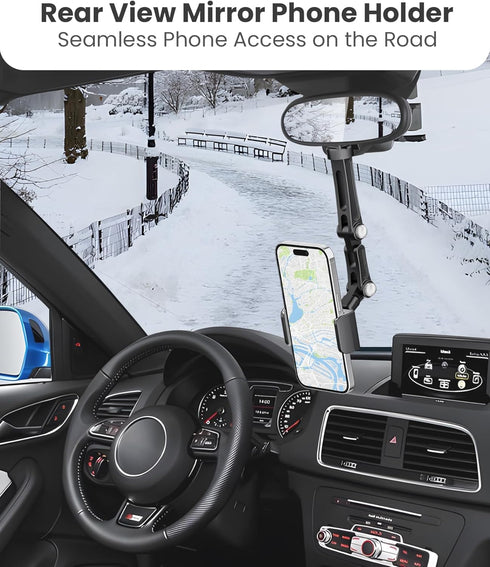 Rear View Mirror Phone Holder, Rearview Mirror Phone Holder for Car, Rotatable and Retractable Car Phone Holder Mount, Car Truck Essentials Access...