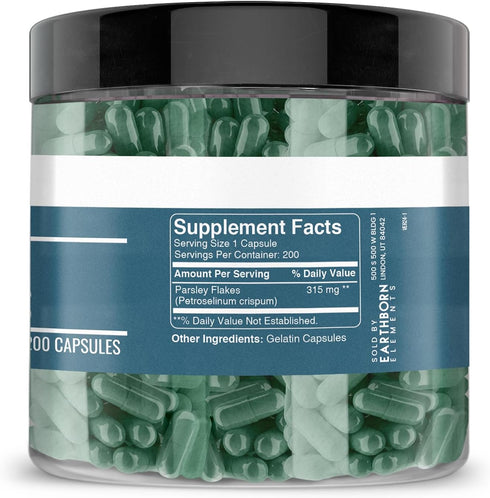 Earthborn Elements Parsley 200 Capsules, Pure & Undiluted, No Additives...