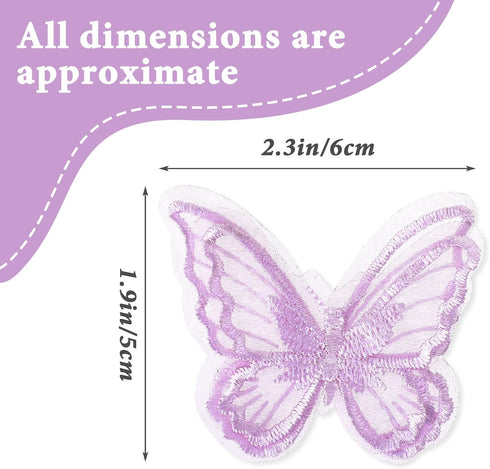 20 PCS Butterfly Hair Clips, Organza Butterflies Fabric Butterflies, Double Layers Organza Butterfly Lace Fabric Patches, Embroidery Butterfly for...