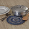 VHC Brands Great Falls Blue Trivet Hot Pad for Pots Pans, Blue White, Jute Blend, Round Circle, 8 Inches...