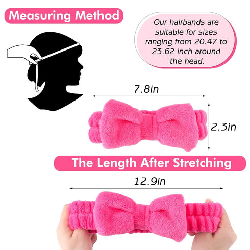 4Pcs Spa Headband for Washing Face Wristbands Set Women Bubble Skincare Makeup Sponge Terry Cloth Padded Puffy Headband Bow Tie Hairband Cute Non ...