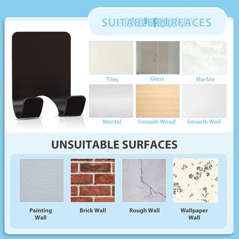 VIS'V Shower Wall Razor Holder, Metal Adhesive Razor Hooks for His and Hers, Waterproof, Black, 2 Pcs...