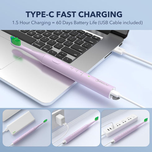 ARISSON Sonic Electric Toothbrush for Adults and Kids, 40,000 VPM Power Toothbrush, 1.5H Fast Charge Ultrasonic Electric Toothbrushes with 2 Minut...