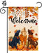 Welcome Fall Garden Flags for Outside 12x18 Double Sided Burlap, Seasonal Autumn Dogs Leaves Pumpkin September Thanksgiving Garden Flag Fall Outdo...