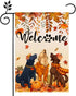Welcome Fall Garden Flags for Outside 12x18 Double Sided Burlap, Seasonal Autumn Dogs Leaves Pumpkin September Thanksgiving Garden Flag Fall Outdo...