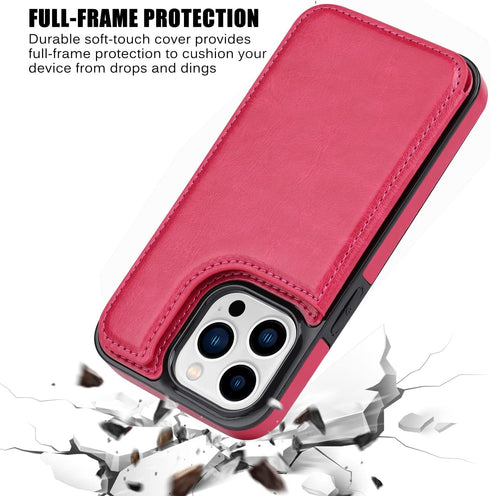 Compatible with iPhone 14 Pro Max 6.7” Wallet Case +1 Screen Protector, Slim Protective case with Card Holder, PU Leather Kickstand Card Slots Cas...