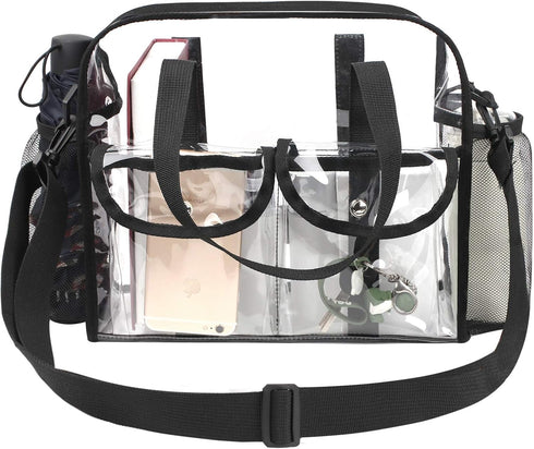 MOFASVIGI Clear Bag Stadium Approved Transparent Waterproof Clear Tote Bags for Work, Sports Games, Concerts,Travel-12 x12 x6...