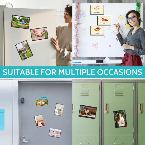 Picture Frame, 12 Pack Magnetic 4x6 inch, Black Border, Reusable Refrigerator Magnets, Perfect Display Frame...