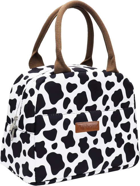 Insulated Lunch Bag Reusable Lunch Box Lunch Cooler Tote Bag for Women Men Adults Work Picnic (Cow Print)...