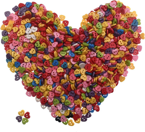 6mm 100Pcs Heart Shape Mixed Color Mini Buttons for DIY Handmade Craft Art Sewing Doll Cloth Buttons...
