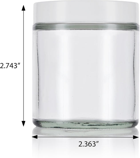 4 oz / 120 ml Clear Thick Glass Straight Sided with White Smooth Lid (12 pack) + Small Glass Balm Jar...