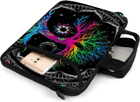 AMARY 13" 13.3" laptop sleeve chromebook case adjustable shoulder strap with handle accessory pocket (Colorful Tree)...