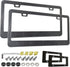 Aootf Carbon Fiber License Plate Frames - 2 Pack Black Aluminum Printed Carbon Patterns 2 Holes Front & Rear Car Tag Holder with Screws, Caps...