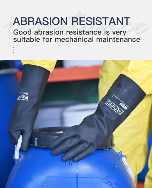 PACIFIC PPE Chemical Resistant Gloves, Heavy Duty Industrial Rubber Gloves, Resist Acid, Alkali and Oil, 12.6", Large...