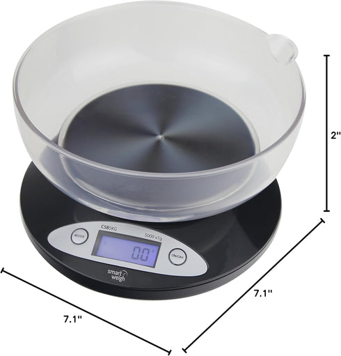 Smart Weigh Food Kitchen Scale with Bowl,11lb x 0.1oz / 5000 x 1grams, Digital Weight Scale for Baking,Cooking for Ounces and Grams...