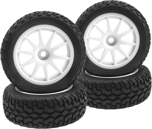 OD 75mm/2.95'' Rubber Tires & Plastic Wheel Rims 12mm Hex Compatible with Traxxas HSP Tamiya HPI Kyosho 1/10 On-Road Touring Racing Car,WLtoys 1/1...