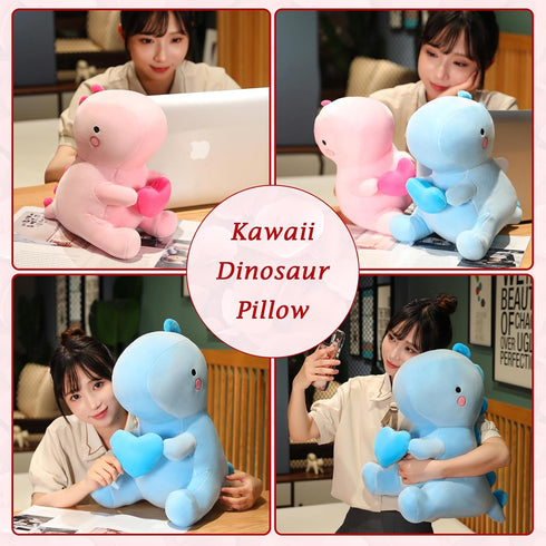 SQEQE Dinosaur Stuffed Animal, Loving Soft Dino Plush Toys with Holding Heart for Valentine Day, Sweet Romantic Anniversary Birthday Gift for Her ...
