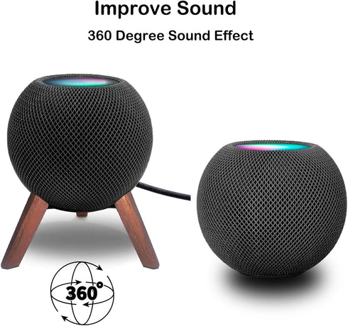 Real Wood Stand for Homepod Mini Wooden Tripod with Metal Frame for Home pod Mini Speaker Mounts Holders Black Walnut...