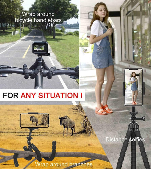 Phone Tripod, Flexible Tripod, Upgrade 4-Axis Angle Adjustment, Unique 360° Rotating Holder, Sturdy Octopus-Style Legs, and Wireless Remote Shutte...