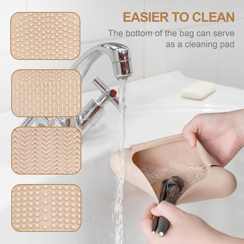 Silicone Makeup Brush Holder and Beauty Blender Holder,Cosmetic Case Organizer Magnetic Makeup Brush Case Travel Organizer...