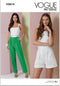 Vogue Misses' High-Rise Pleated Shorts and Loose-Fitting Pants Sewing Pattern Packet, Design Code V2014, Sizes 8-10-12-14-16, Multicolor...