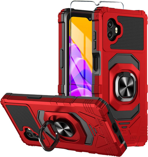 for Samsung Galaxy Xcover 6 Pro Phone Case with Tempered Glass Screen Protector,Military Grade Heavy Duty Shockproof Protective Cover,with Ring Ki...