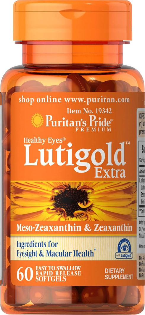 Puritan's Pride Healthy Eyes Lutigold Extra - 60 Soft Gels - Lutein with Meso-zeaxanthin and Zeaxanthin...
