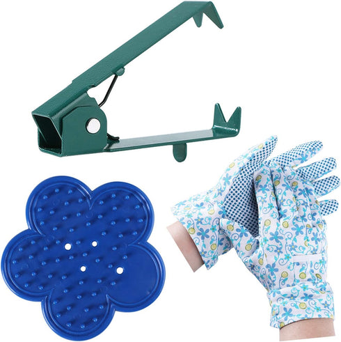 Rose Leaf Thorn Stripper Set of 3 Pcs with Metal Rose Stem Thorn Stripping Tool, Plastic Thorn Remover Tool & Garden Gloves...