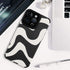 MZELQ Compatible with iPhone 15 Pro Case, Cute Pattern Wave Black and White, Screen Protector Camera Protection Lens Shockproof Phone Case for Gir...