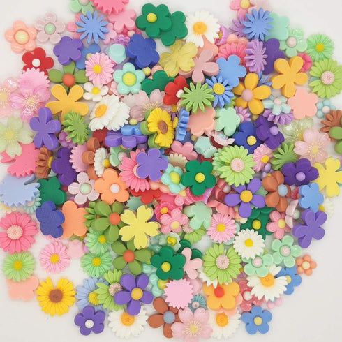 Halloluck 50 Pcs Flower Slime Charms Easter DIY Craft Making Resin Jewery Making Kit, Resin Flatback Slime Beads Making Supplies for DIY Scrapbook...