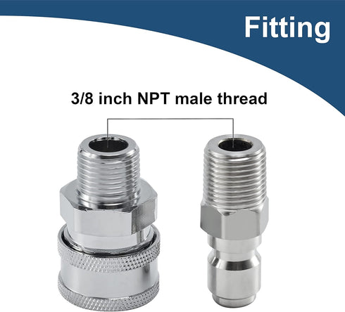 Pressure Washer Quick Connect 3/8 Inch, Pressure Washer Fittings, Adapter Set, Male Thread, 4 Pieces...