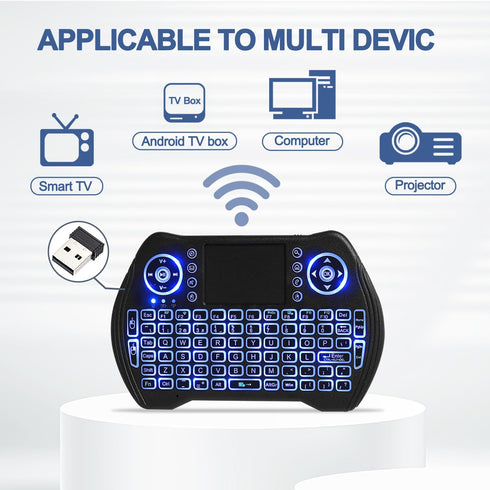 EASYTONE Backlit Mini Wireless Keyboard with Touchpad Mouse Combo Remote Control with Rechargeable Li-ion Battery and Multimedia Keys for Android ...