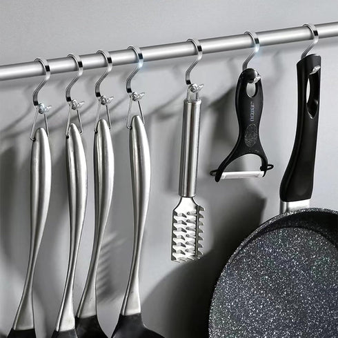 10 Pack Flat S Hooks - Stainless Steel Heavy Duty 3inch S Hooks for Hanging pots, Pans, Plants, Coffee Mugs, Towels in Kitchen and Bathroom, Coat,...