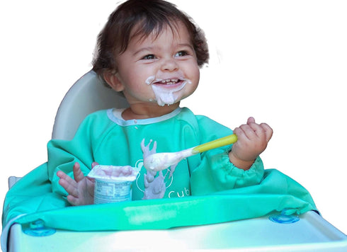 12 Months+ Baby Led Weaning BLW Long Sleeve Apron Bib with Suction Cups for Infant and Toddlers - Waterproof & Washable | Must Have Baby-Led Weani...