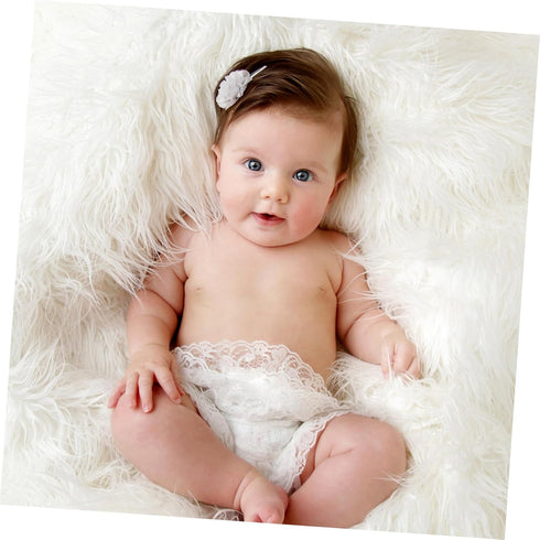 Amosfun Baby Rug Newborn Blankets for Baby Girls boy Baby Clothes White Newborn Outfit Photography Blanket Props Baby Ripple wrap Photography mat ...