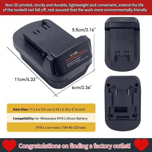 for Makita for Milwaukee Battery Adapter,MT18MIL Battery Adaptor Compatible for Makita 18V Lithium-ion Battery Convert to Milwauke M18 18V Battery...