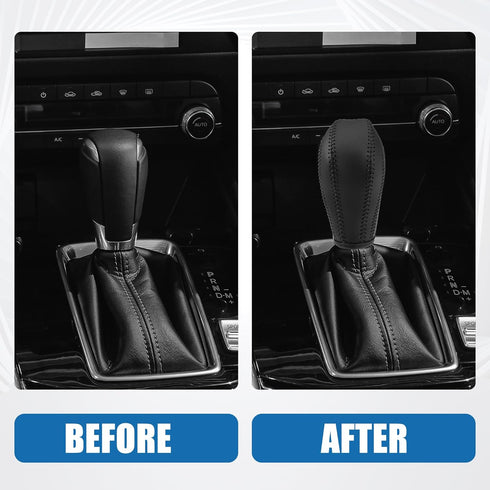 Gear Shift Head Knob Cover Transmission Lever Trim for BMW E60 2005-2008 Faux Leather Black...